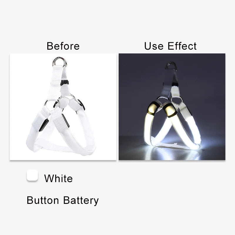 Adjustable LED Dog Harness – No Pull Nylon Chest Strap for Night Safety | Small to Large Dogs
