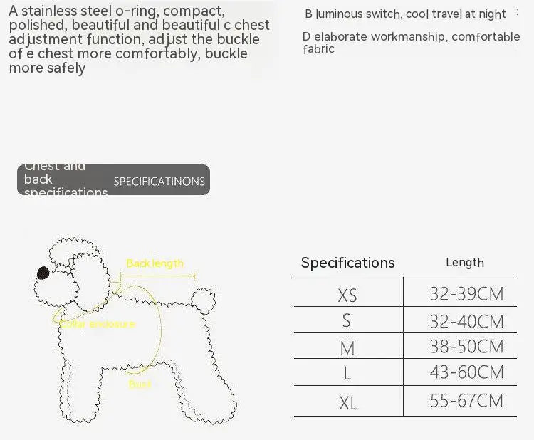 Adjustable LED Dog Harness – No Pull Nylon Chest Strap for Night Safety | Small to Large Dogs